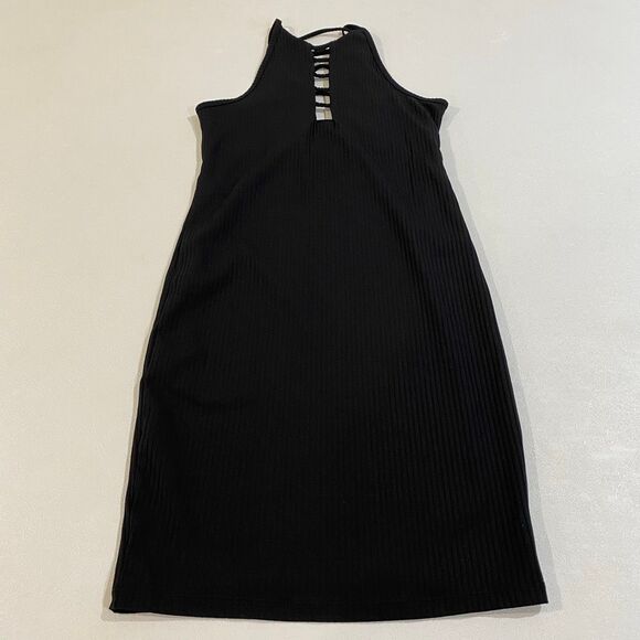 Victoria Sport Black Ribbed Bodycon Halter Dress Size Small - Picture 1 of 4